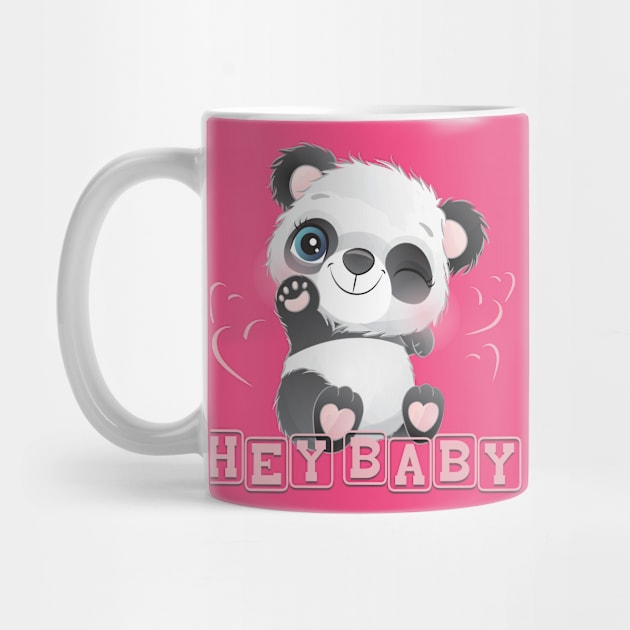 Hey Baby Cute Waving Baby Panda by The Lucid Frog